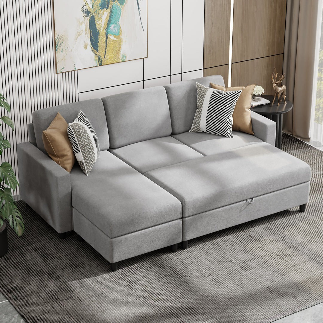 sobaniilowholesale Sectional Sofa With Long Storage Ottoman For Small Apartment#color_light-grey (7136755155120)