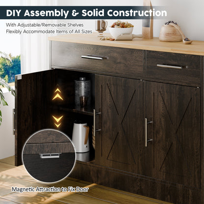 sobaniilowholesale Kitchen Buffet Sideboard Cabinet with Adjustable Shelf,Wooden Storage Cabinet with 3 Doors and 2 Drawers,Modern Farmhouse Coffee Bar Cabinet with Storage for Kitchen/Living Room (7612679061680)