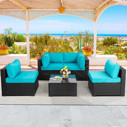 sobaniilowholesale 5 Pieces Outdoor Sectional Sofa, Patio furniture Set#color_blue