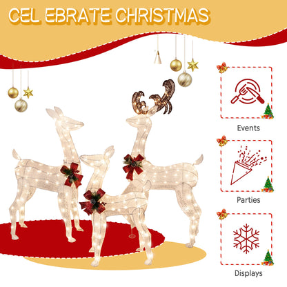 sobaniilowholesale LED Lighted Christmas Deer Family Display Set