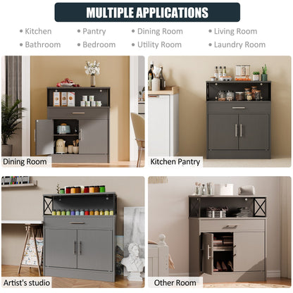 sobaniilowholesale Kitchen Buffet Sideboard Cabinet with Adjustable Shelf,Wooden Storage Cabinet with 2 Doors and 1 Drawers¡ê?Modern Farmhouse Coffee Bar Cabinet with Storage for Kitchen/Living Room (7612660711600)