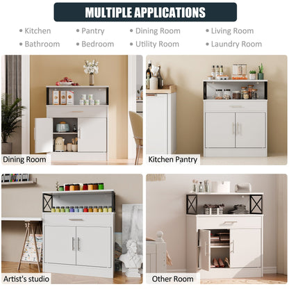 sobaniilowholesale Kitchen Buffet Sideboard Cabinet with Adjustable Shelf,Wooden Storage Cabinet with 2 Doors and 1 Drawers¡ê?Modern Farmhouse Coffee Bar Cabinet with Storage for Kitchen/Living Room (7612660711600)