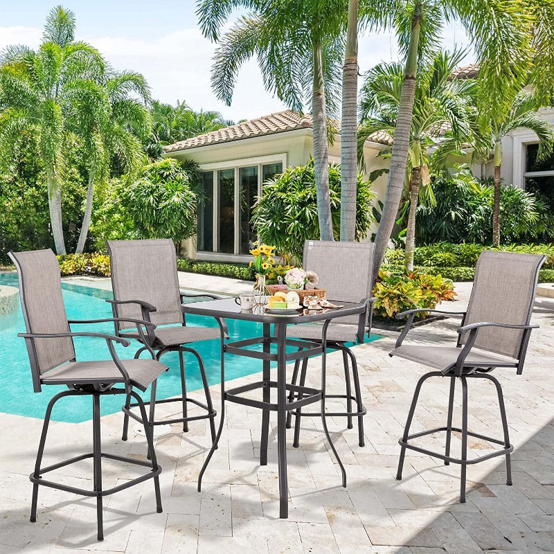 sobaniilowholesale Patio Furniture Outdoor All-Weather Texilene Swivel High Bar Stools Set (7060294140080)