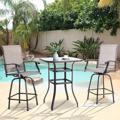 sobaniilowholesale Patio Furniture Outdoor All-Weather Texilene Swivel High Bar Stools Set (7060294140080)