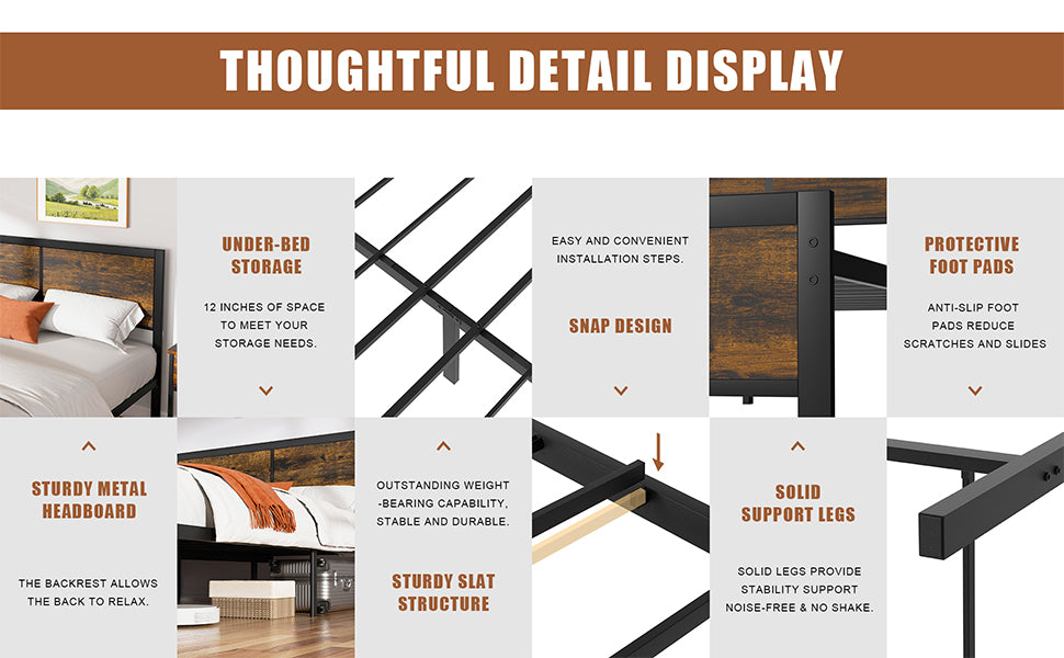 sobaniilowholesale Twin Bed Frame with Headboard and Footboard, Strong Steel Slat Support