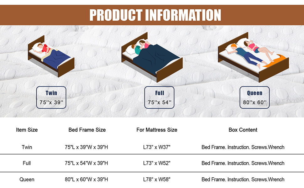 sobaniilowholesale Twin Bed Frame with Headboard and Footboard, Strong Steel Slat Support