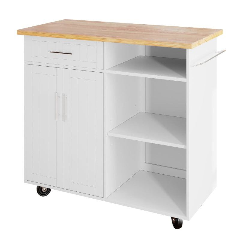 sobaniilowholesale 42???¡¥ Kitchen Island Cart Storage with Solid Wood Top#color_white (7278480883888)