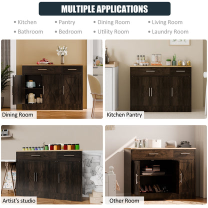 sobaniilowholesale Kitchen Buffet Sideboard Cabinet with Adjustable Shelf,Wooden Storage Cabinet with 3 Doors and 2 Drawers,Modern Farmhouse Coffee Bar Cabinet with Storage for Kitchen/Living Room (7612679061680)