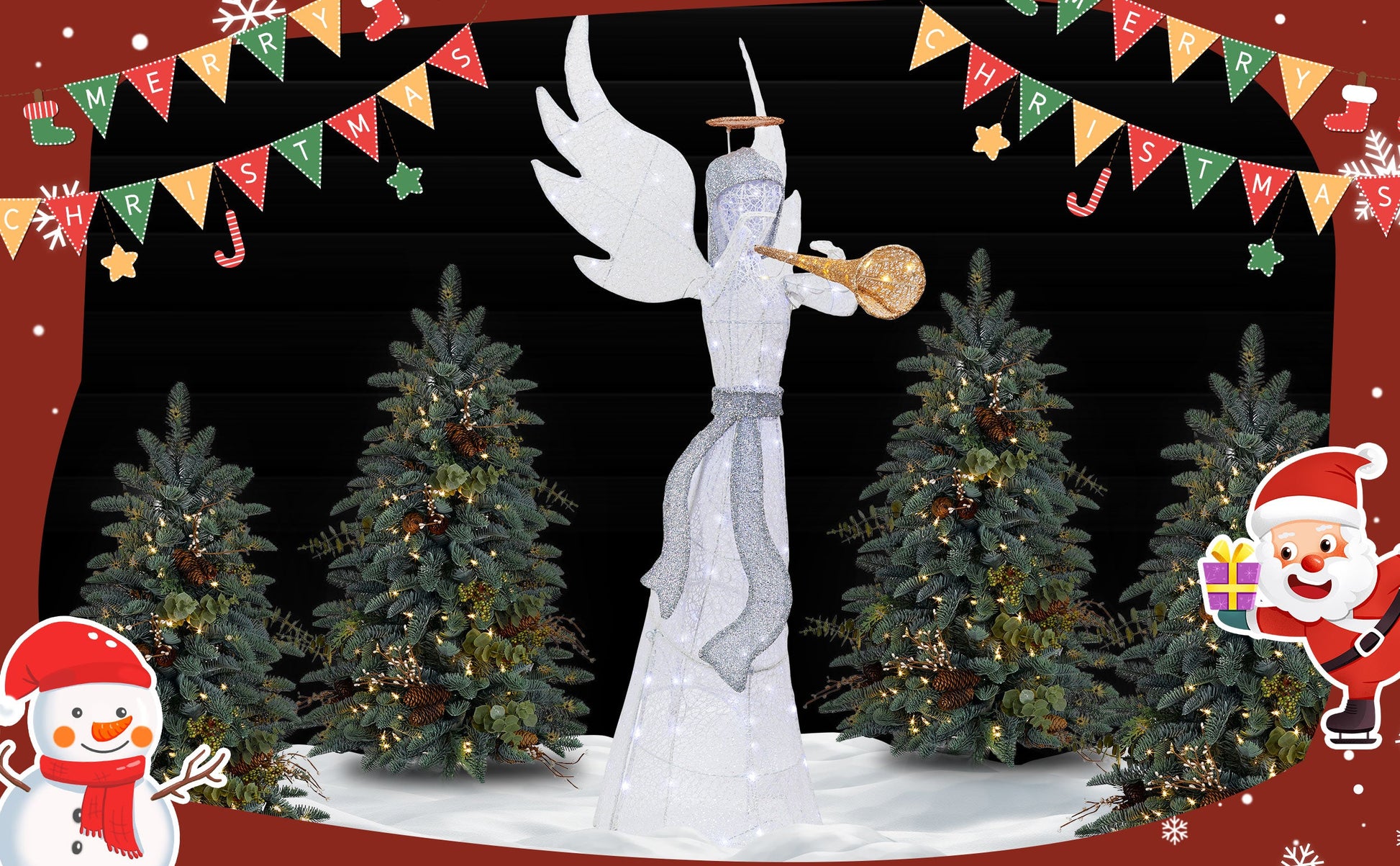 sobaniilowholesale Christmas Standing Angel 3D Extra Large Light Holiday Display Family Set (7729628446896)