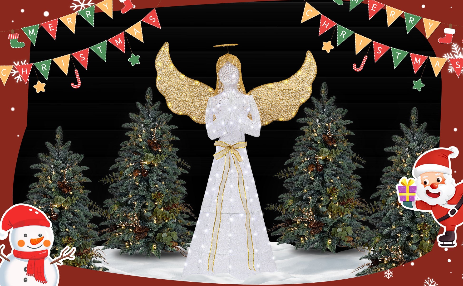 sobaniilowholesale Christmas Standing Angel 3D Extra Large Light Holiday Display Family Set (7729628446896)