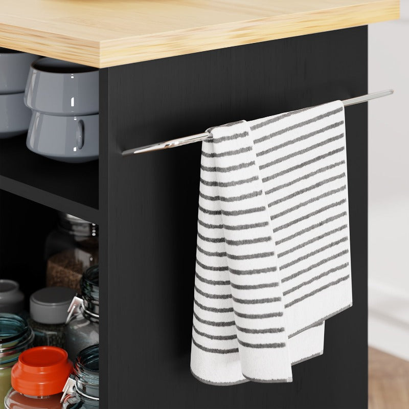 sobaniilowholesale 42???¡¥ Kitchen Island Cart Storage with Solid Wood Top#color_black (7278480883888)