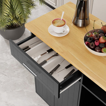 sobaniilowholesale 42???¡¥ Kitchen Island Cart Storage with Solid Wood Top#color_black (7278480883888)