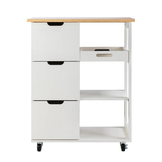 sobaniilowholesale 26.57???¡¥ Rolling Kitchen Island Storage & Bar Cart with Solid Wood Top#color_white (7278481932464)