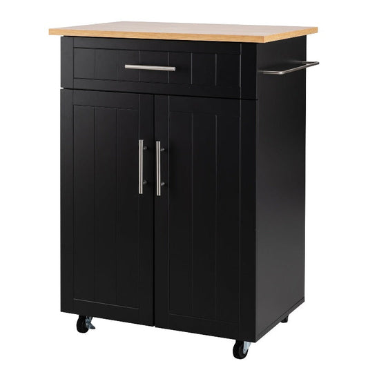 sobaniilowholesale 26???¡¥ Rolling Kitchen Island with Solid Wood Top#color_black