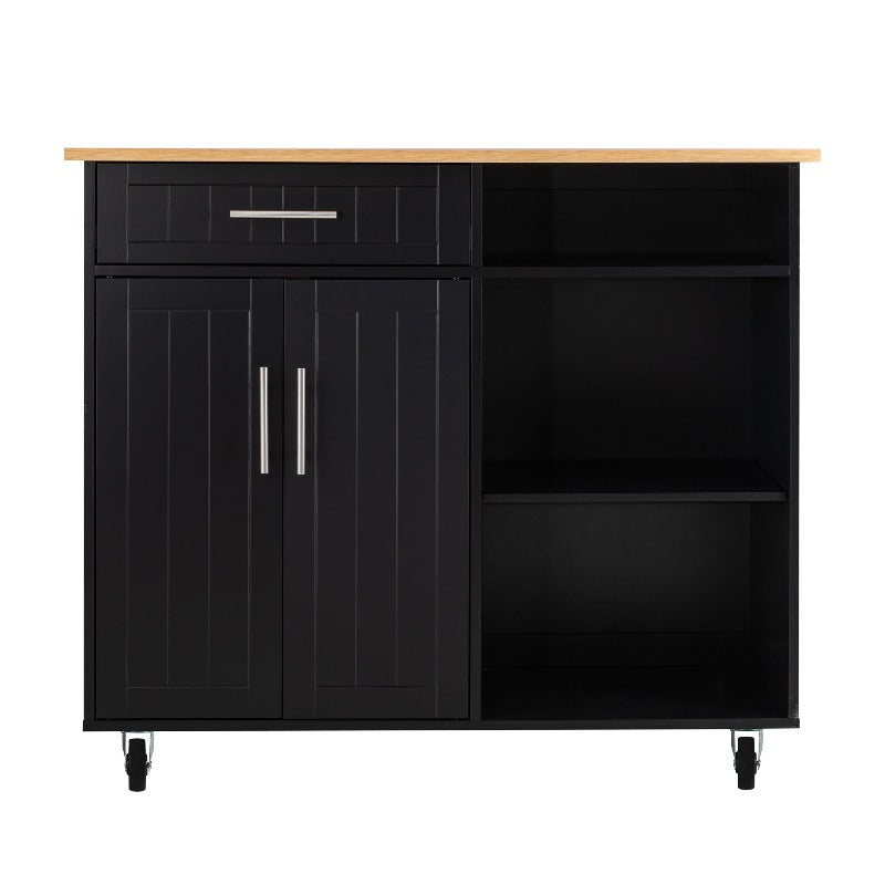 sobaniilowholesale 42???¡¥ Kitchen Island Cart Storage with Solid Wood Top#color_black (7278480883888)