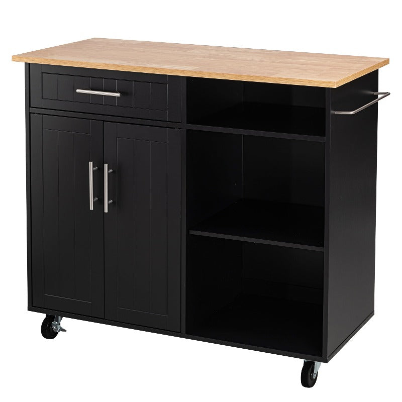 sobaniilowholesale 42???¡¥ Kitchen Island Cart Storage with Solid Wood Top#color_black (7278480883888)