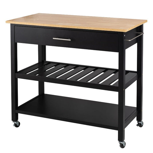 sobaniilowholesale 40???¡¥ Kitchen Island Storage & Bar Cart with Solid Wood Top#color_black (7278481473712)