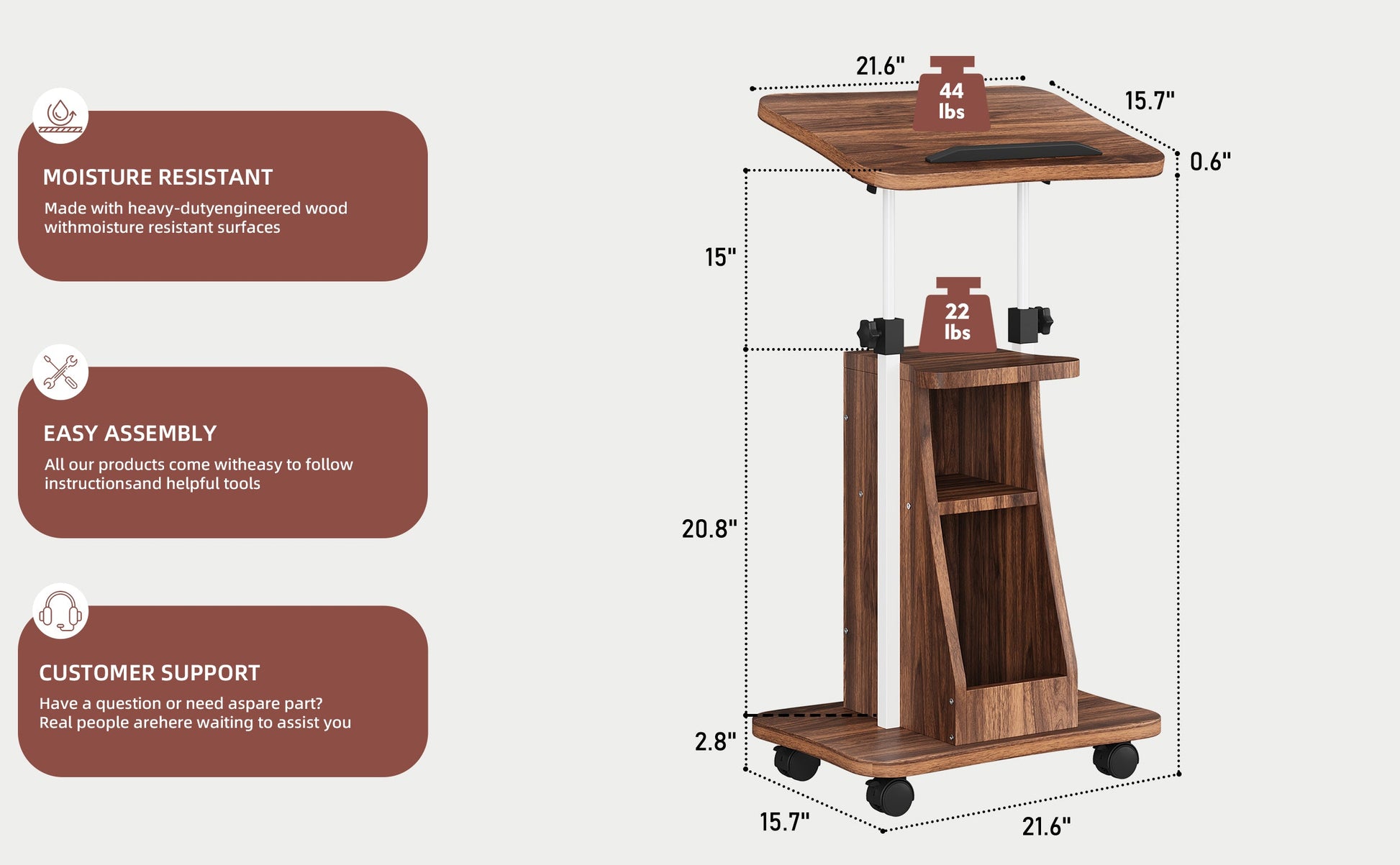 sobaniilowholesale Mobile Podium Standing Rolling Laptop Cart w/Tilt Desktop Adjustable Height Portable Computer Desk on Wheels (7491356786864)