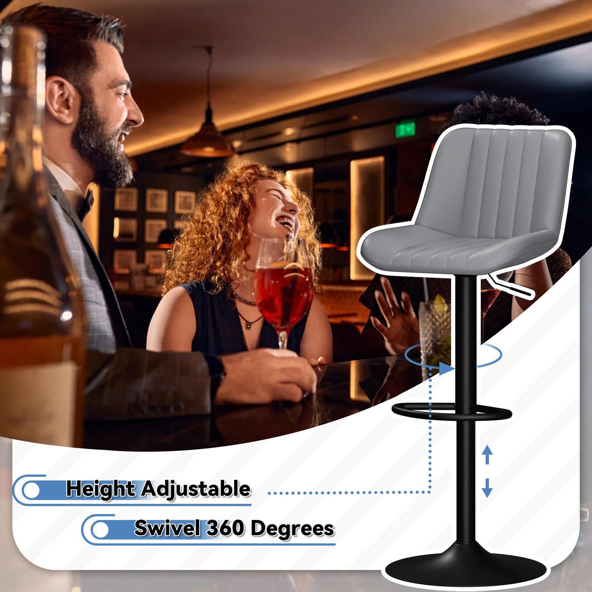 sobaniilowholesale Bar Stools Set of 2,Adjustable Leather Counter Height with High Backrest,Bar Chairs for Kitchen Island Dining¡ê?Room Bar (7562958831792)