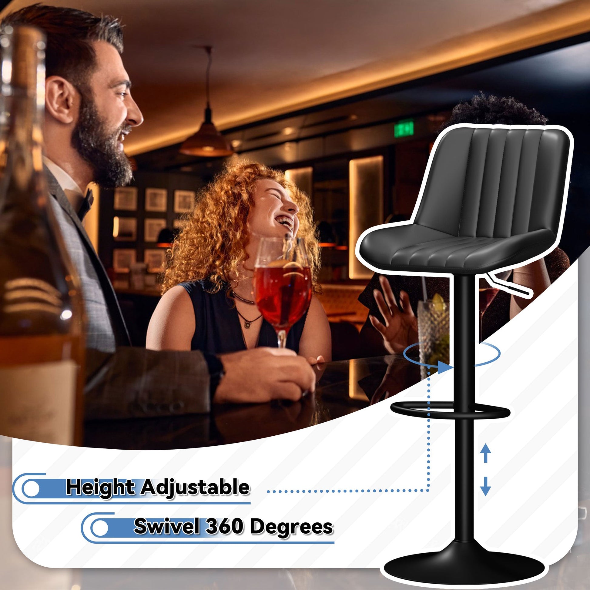 sobaniilowholesale Bar Stools Set of 2,Adjustable Leather Counter Height with High Backrest,Bar Chairs for Kitchen Island Dining¡ê?Room Bar (7562958831792)