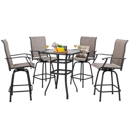 sobaniilowholesale Patio Furniture Outdoor All-Weather Texilene Swivel High Bar Stools Set (7060294140080)