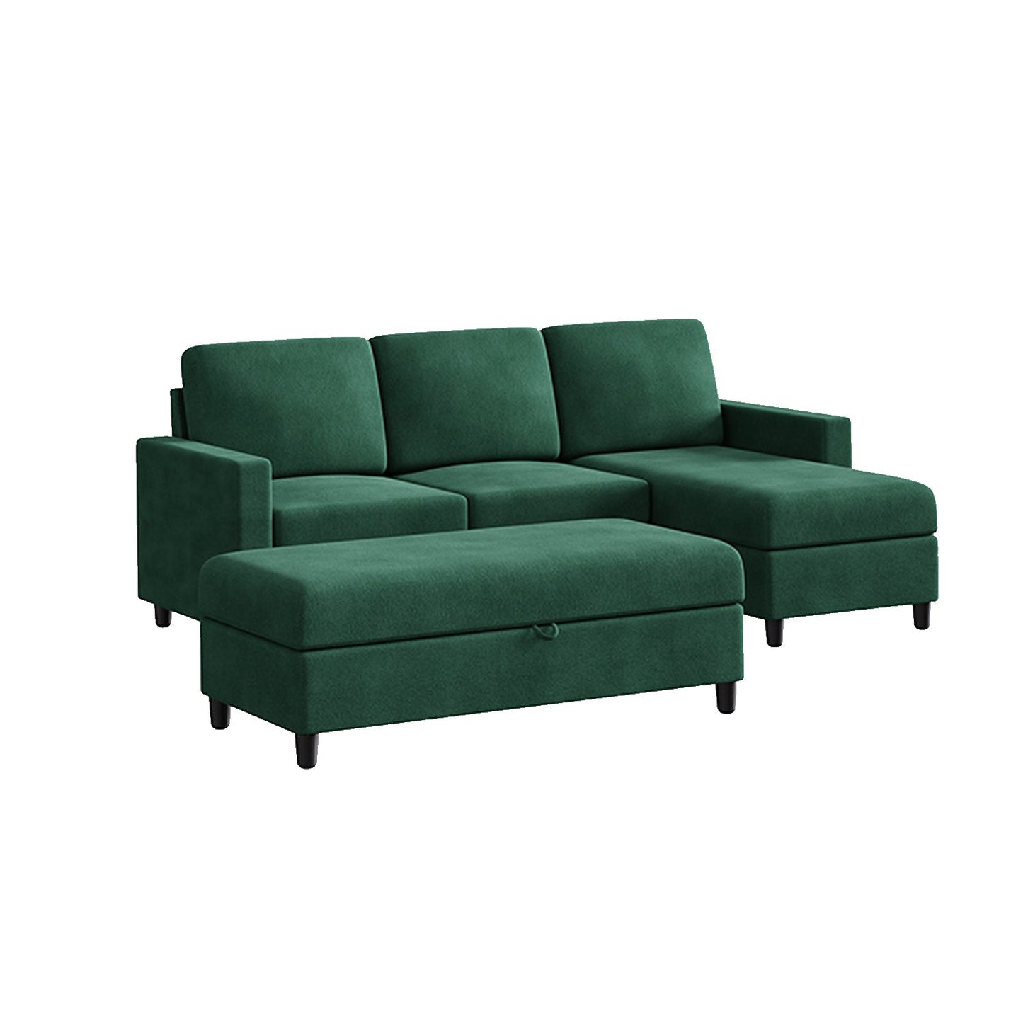 sobaniilowholesale Sectional Sofa With Long Storage Ottoman For Small Apartment#color_green