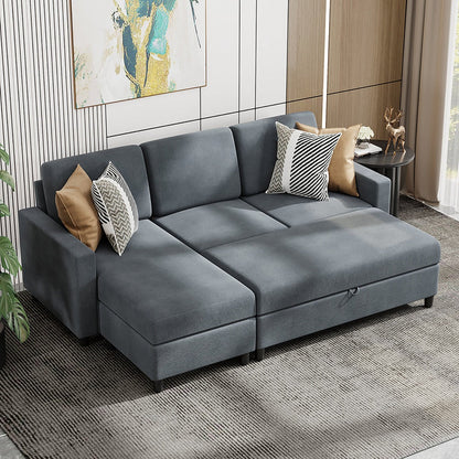 sobaniilowholesale Sectional Sofa With Long Storage Ottoman For Small Apartment#color_dark-grey (7136755155120)