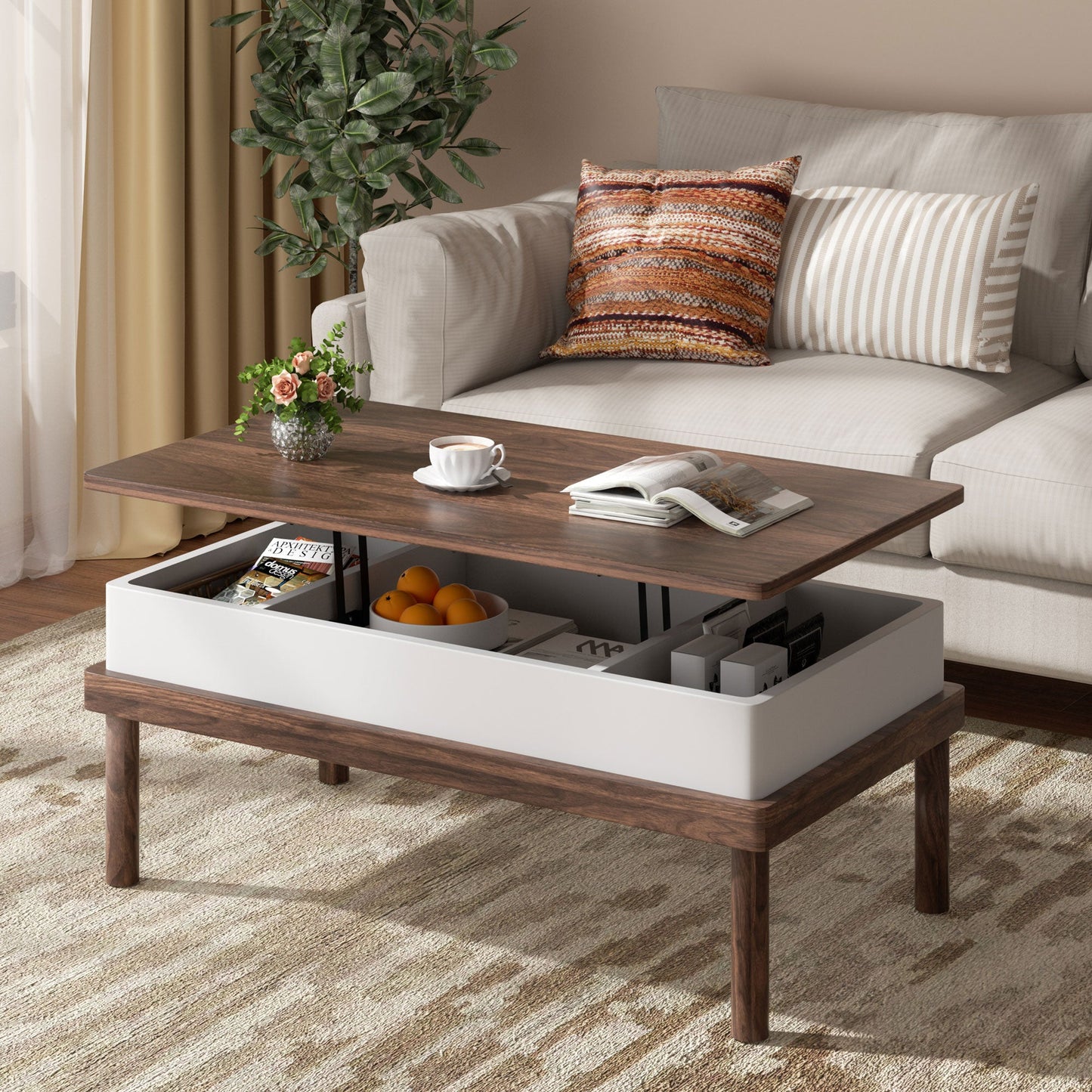 sobaniilo wholesale Wood Lift Top Coffee Table with Hidden Compartment, Rising Tabletop Dining Table