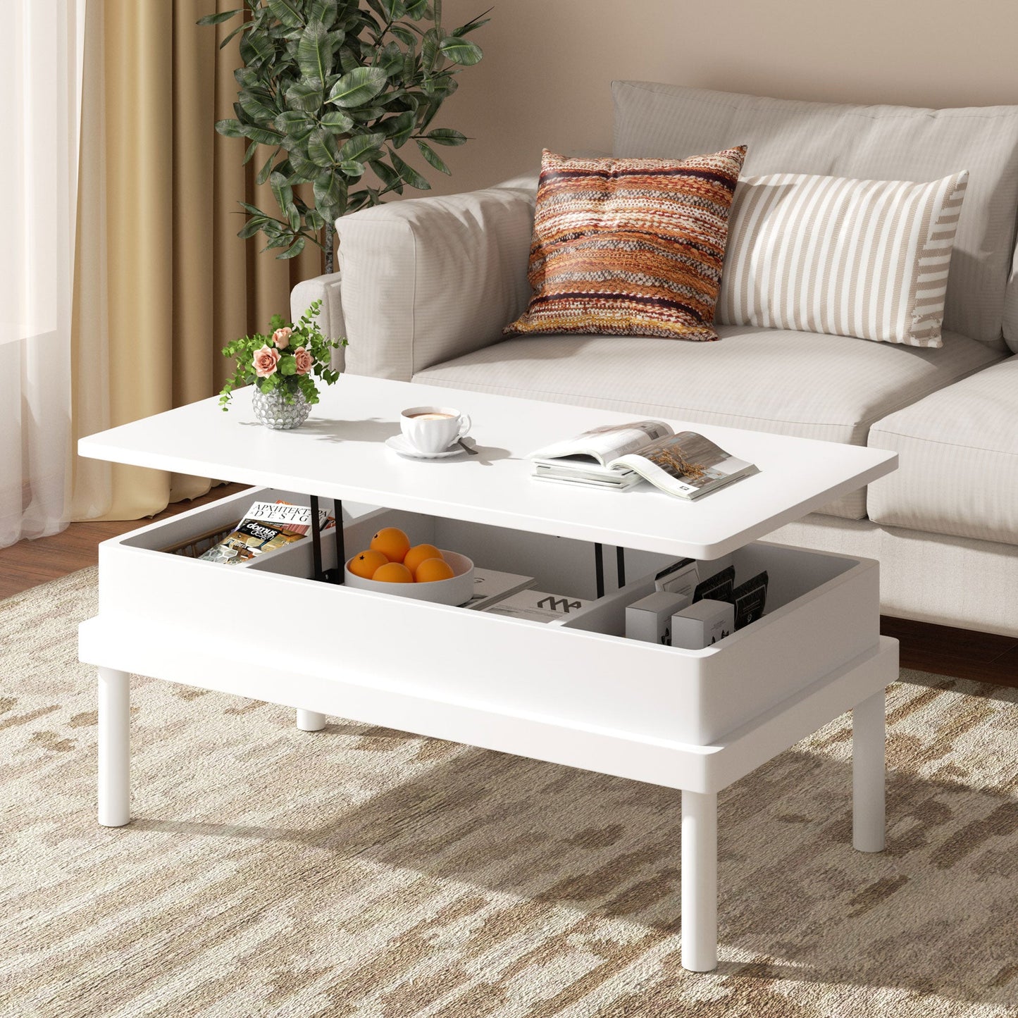 sobaniilo wholesale Wood Lift Top Coffee Table with Hidden Compartment, Rising Tabletop Dining Table