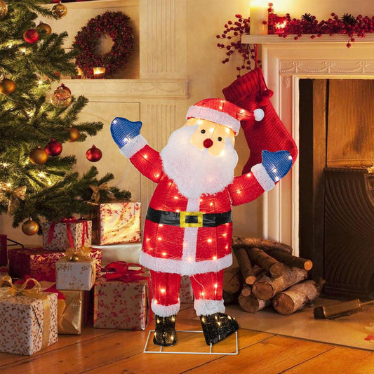 sobaniilowholesale  Christmas Standing Santa Claus 3D Super Large Lighted Holiday Displays Family Set