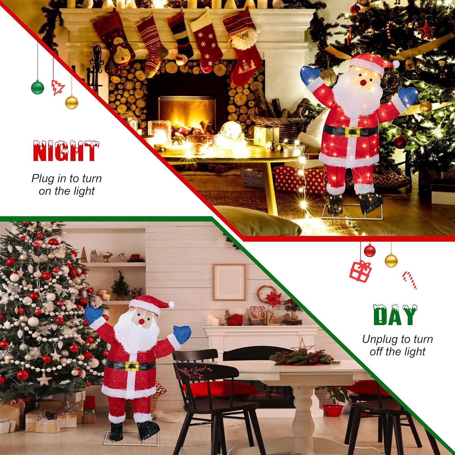 sobaniilowholesale  Christmas Standing Santa Claus 3D Super Large Lighted Holiday Displays Family Set