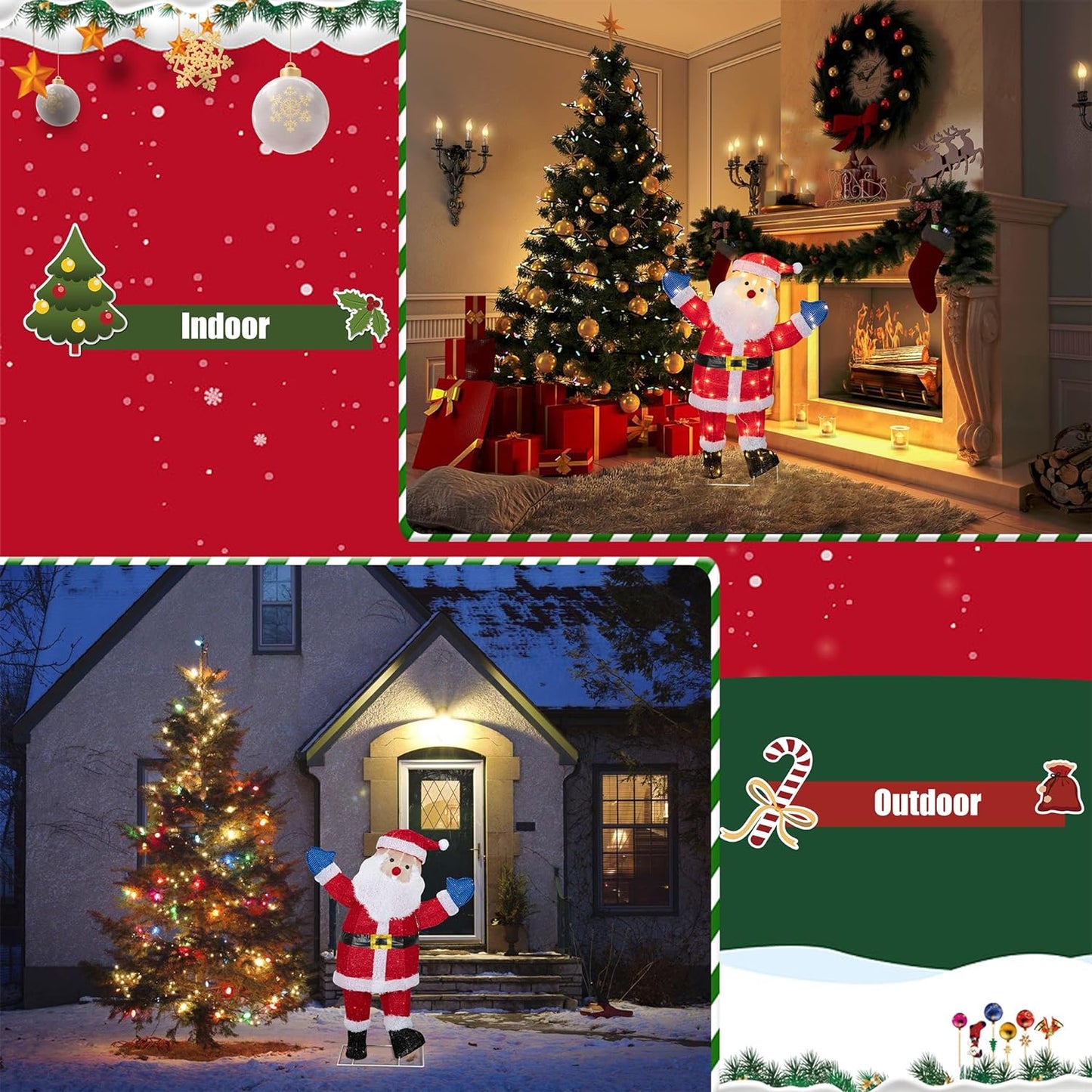 sobaniilowholesale  Christmas Standing Santa Claus 3D Super Large Lighted Holiday Displays Family Set