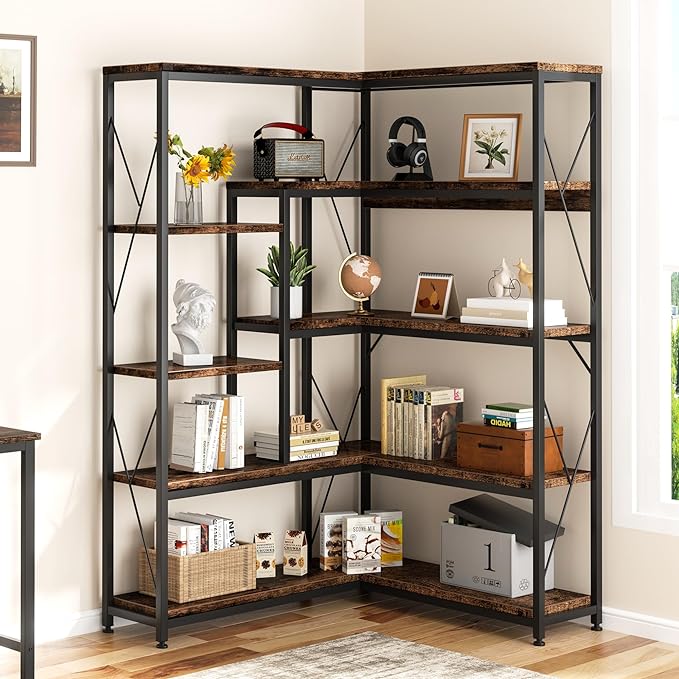 sobaniilo wholesale L-Shaped 5-Shelf Corner Bookshelf