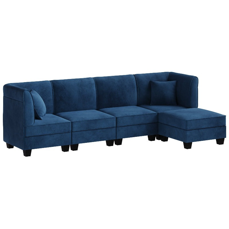 sobaniilowholesale Velvet 5 Pieces Modular Sectional Sofa L-Shaped Couch With Reversible Chaise (7223391125680)