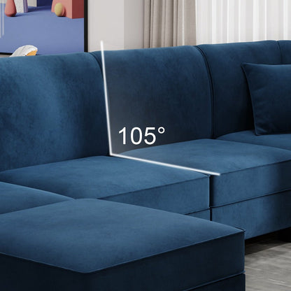 sobaniilowholesale Velvet 5 Pieces Modular Sectional Sofa L-Shaped Couch With Reversible Chaise (7223391125680)