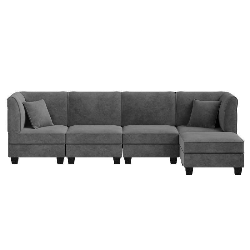 sobaniilowholesale 5 Pieces Modular L-Shaped Velvet Couch Sofa with Reversible Chaise (7223391125680)