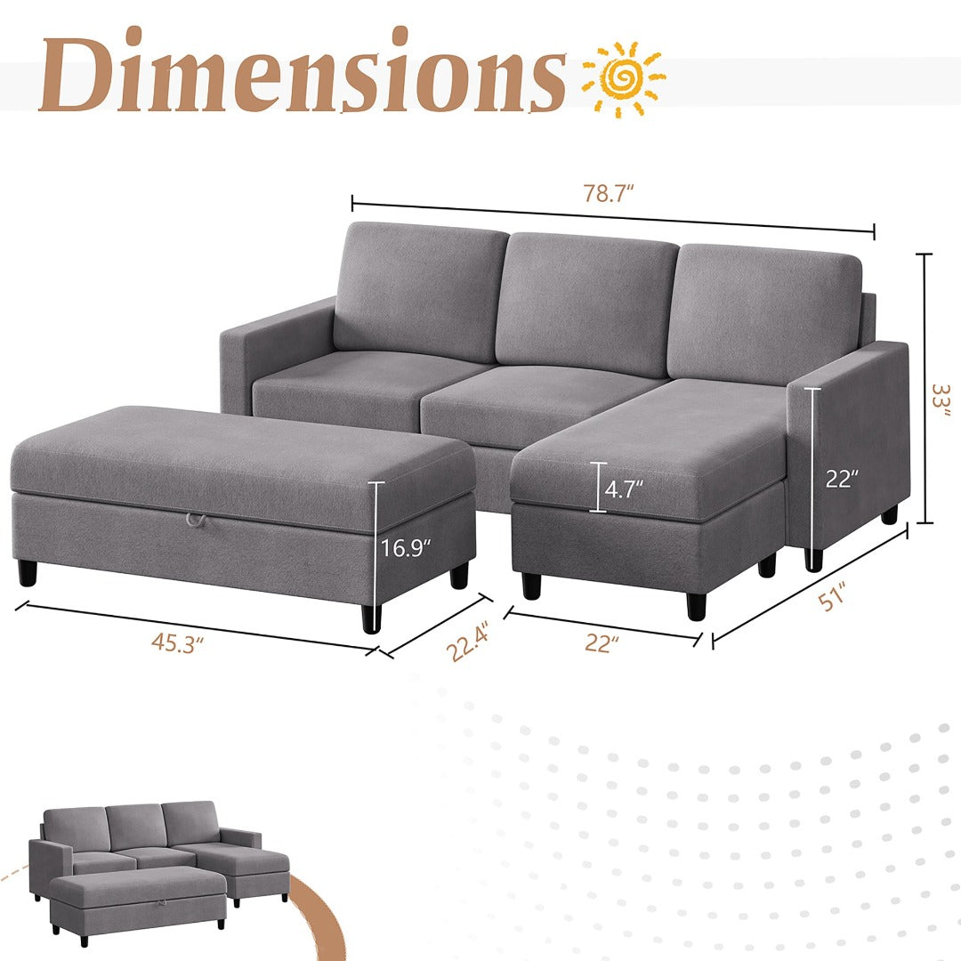 sobaniilowholesale Sectional Sofa With Long Storage Ottoman For Small Apartment#color_light-grey (7136755155120)