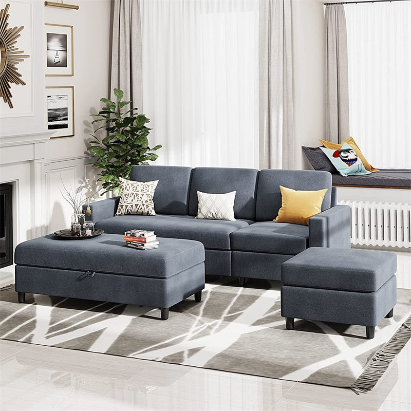 sobaniilowholesale Sectional Sofa With Long Storage Ottoman For Small Apartment#color_dark-grey (7136755155120)