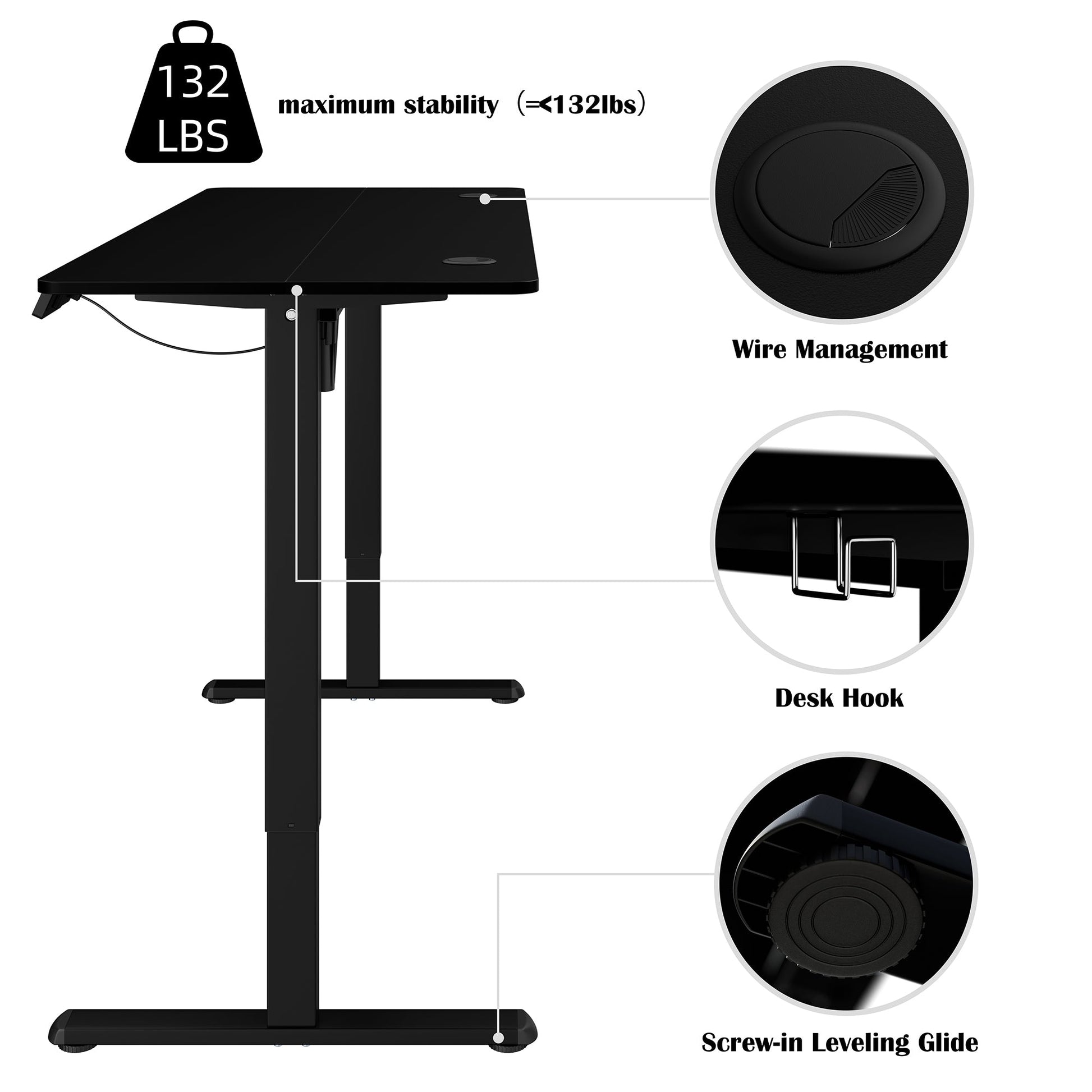 sobaniilowholesale Electric Office Ergonomic Standing Desk 1.2m / 1.4m / 1.6m With Black Metal Table Base (7709669294256)