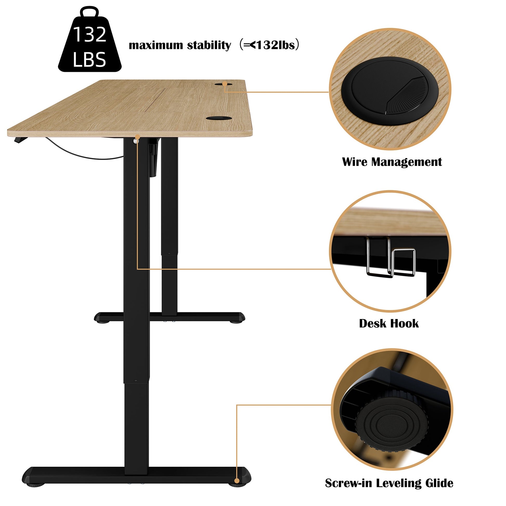 sobaniilowholesale Electric Office Ergonomic Standing Desk 1.2m / 1.4m / 1.6m With Black Metal Table Base (7709669294256)