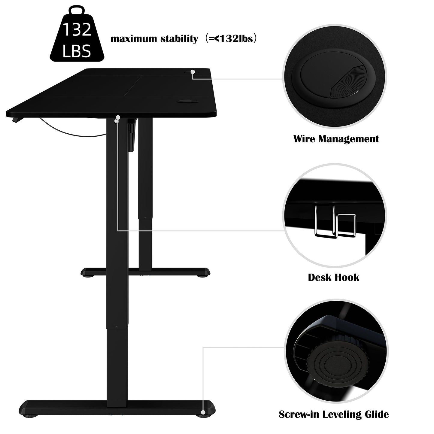 sobaniilowholesale Electric Office Ergonomic Standing Desk 1.2m / 1.4m / 1.6m With Black Metal Table Base (7709669294256)