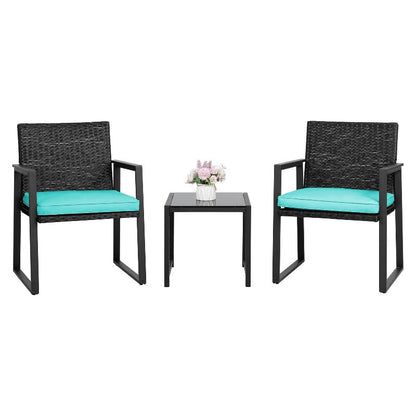 sobaniilowholesale Patio Furniture 3 Pieces Wicker Outdoor Bistro Chairs Set#color_blue