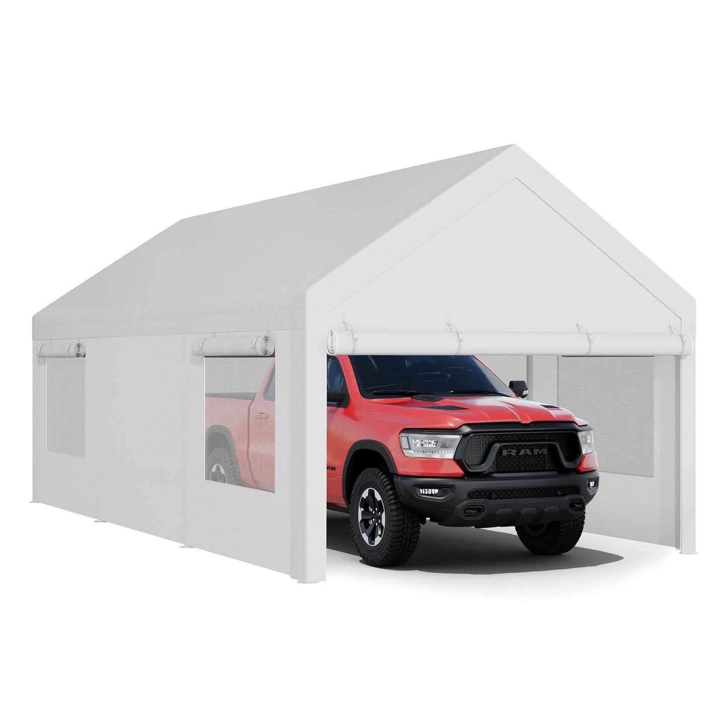 sobaniilowholesale Carport, 10x20 ft Heavy Duty Carport Canopy with Roll-up Windows, Portable Garage for Car, Truck, Boat (7404387926192)