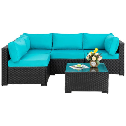 sobaniilowholesale 5 Pieces Outdoor Sectional Sofa, Patio furniture Set#color_blue