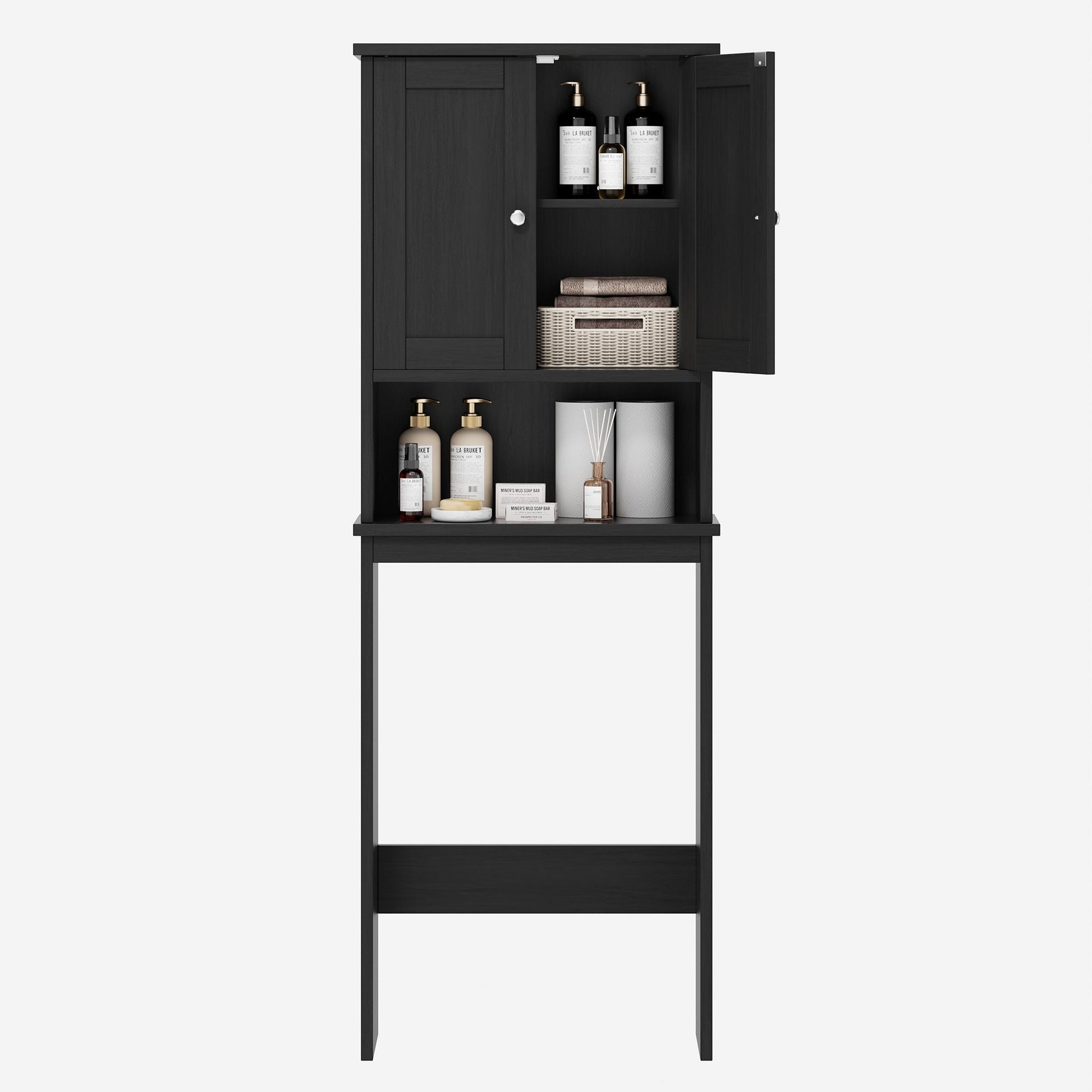 sobaniilowholesale Over The Toilet Storage Cabinet A, Bathroom Shelf Organizer with Anti-Tip Device Small Freestanding Space Saver with Adjustable Shelf #color_black