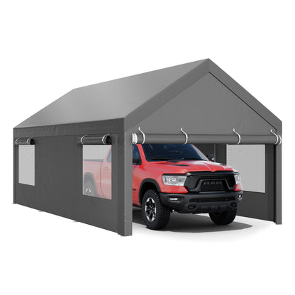 sobaniilowholesale Carport, 10x20 ft Heavy Duty Carport Canopy with Roll-up Windows, Portable Garage for Car, Truck, Boat (7404387926192)