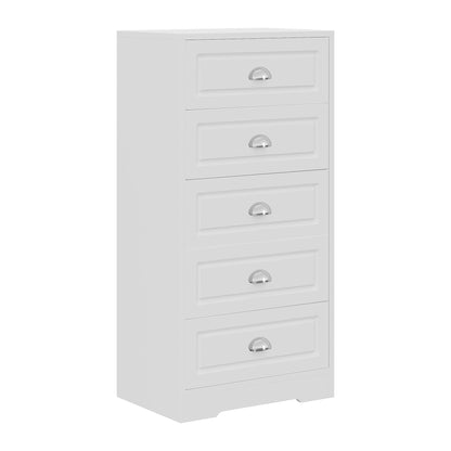 sobaniilowholesale 5 Drawer White Vertical Dresser Modern Storage Cabinet with Handle-Drawer Chest Wood Organizer for Living Room (7504209772720)