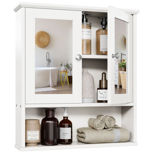 sobaniilowholesale Bathroom Medicine Cabinet with Mirror, 2 Doors 3 Open Shelf