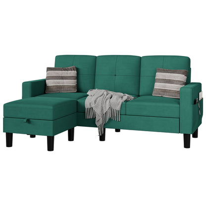 sobaniilowholesale 3-Seat L Shaped Modern Sectional Sofa with Storage Ottoman and Side Pockets #color_green