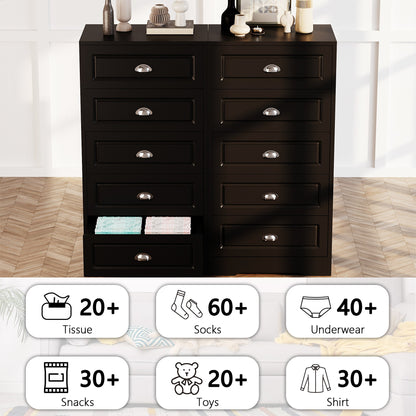 sobaniilowholesale 5 Drawer White Vertical Dresser Modern Storage Cabinet with Handle-Drawer Chest Wood Organizer for Living Room (7504209772720)